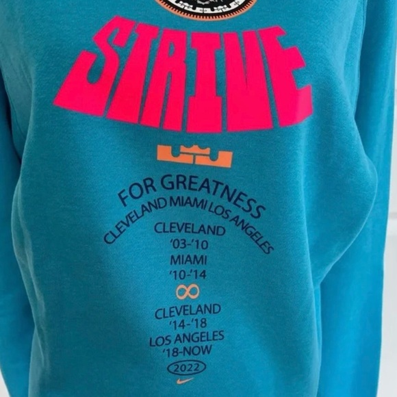 🎁🎄NIKE  ✨ NWT Lebron James *Rare* 20 Year Career Basketball Blue Hoodie Medium - Picture 3 of 9